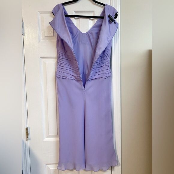Y2K Mother of the Bride Silk Lavender Ruched Dress Prom Wedding Guest Homecoming - Picture 3 of 10